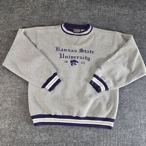 Kansas State Wildcats Sweater‎ Mens Medium Gray Purple NCAA Basketball Cotton